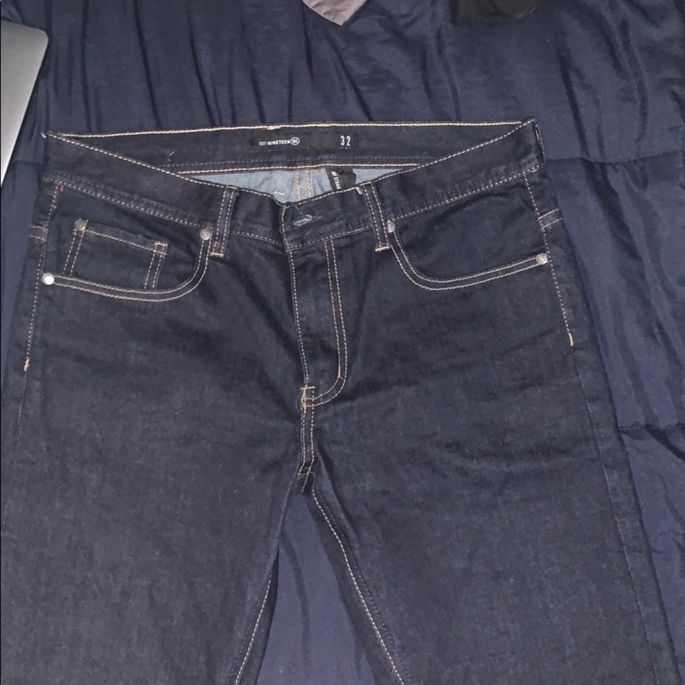 Dark Denim Blue Skinny Straight Jeans